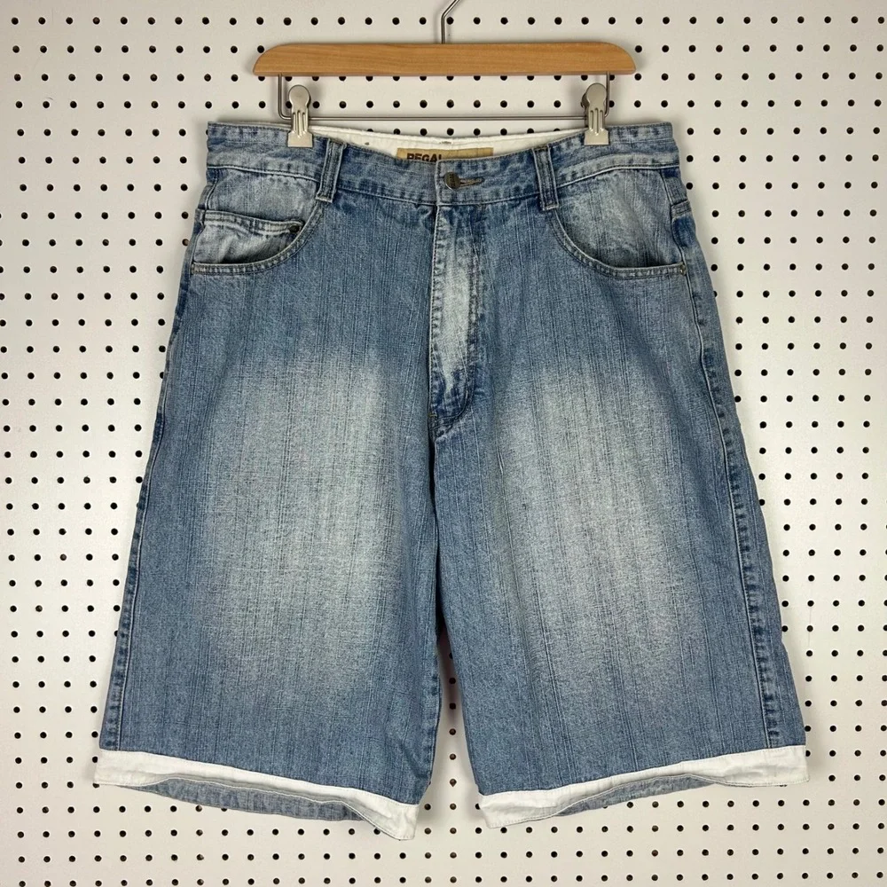 Regal Jeans Blue Denim Carpenter Shorts 34 Baggy Y2K Hip Hop Skater Light Wash
